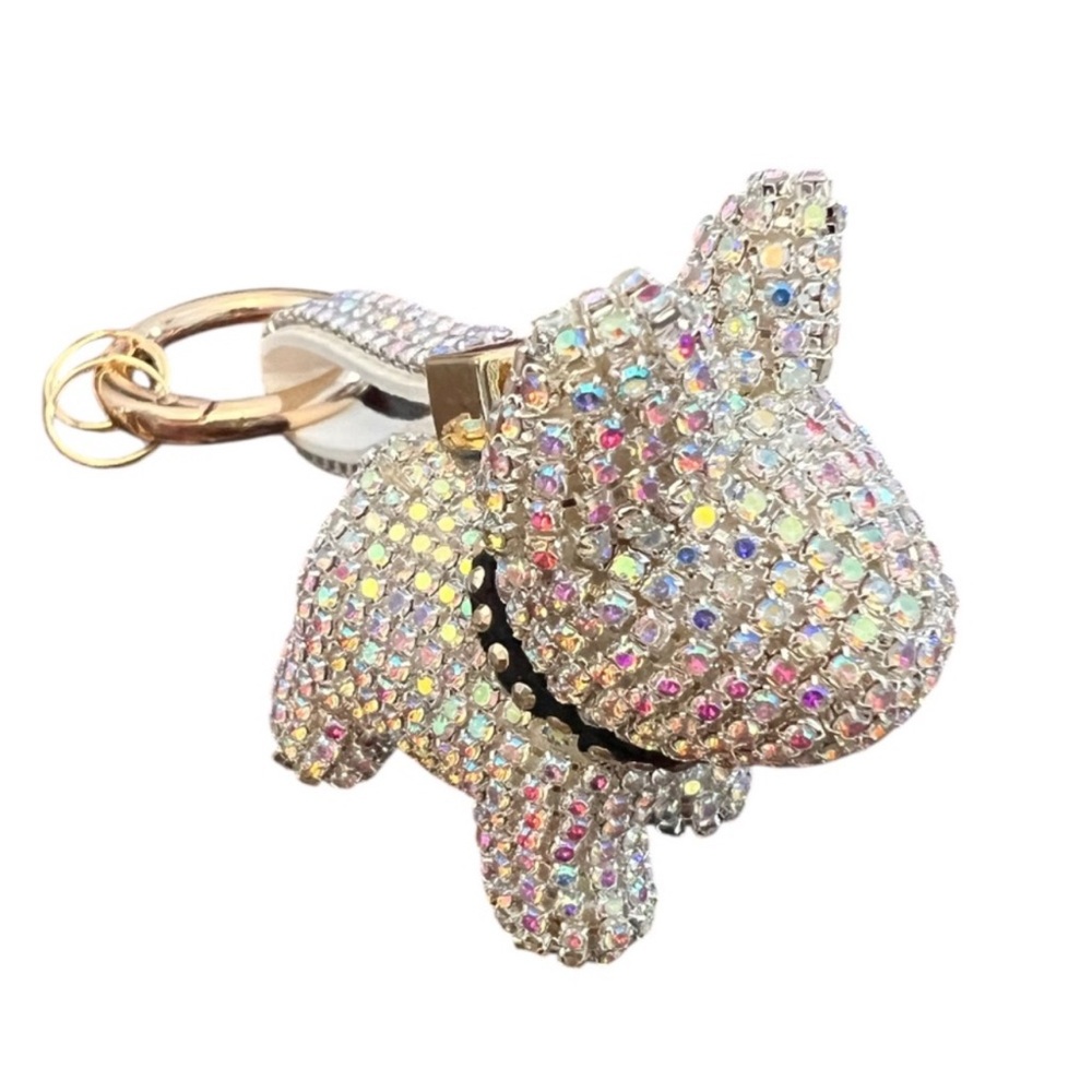 Sparkling White/Clear Rhinestone Dog Keychain